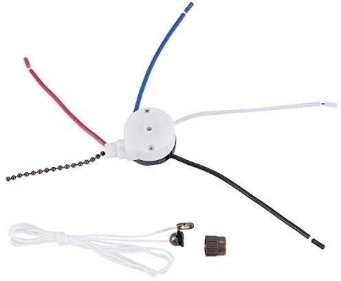 Fozriybefy Kit Interruttore Ventola un Soffitto 3 Velocità 4 Fili, Interruttore Ventola Interruttore di Controllo Velocità Cerniera, Interruttore un Fune ZE-208S con Corda