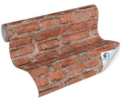 Livingwalls papier peint DESIGNDROP - papier peint intissé préencollé Pierre en rouge, marron - 10,05m x 0,53m - papier peint moderne aspect brique pour le salon - 784561