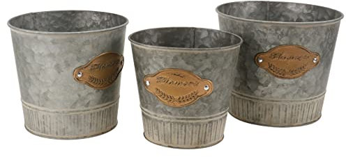 Happyyami 3pcs Iron Flower Pot Set Dried Flower Buckets Home Containers Rustic Metal Planters Indoor Outdoor Decoration