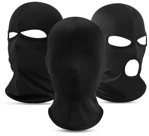 Oerphh 3 Stück Dünn Atmungsaktiv Sturmhaube,Winter Sommer Fahrrad Gesichtsmaske,Skimaske,Schwarz Sturmhaube Balaclava für Herren Damen Outdoorsports,Motorrad,Fahrrad,Jagd,Ski,Halloween