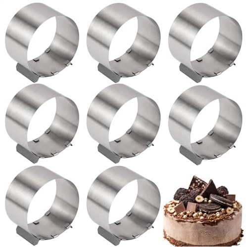 usefulbeauty 8 Pièces Cercle A Patisserie Reglable Cercle Gateau Extensible - Moule À Gâteau - Moule Rond - Cercle Pâtisserie | pour Mousse Dessert Pâtisserie Décorer Gâteaux