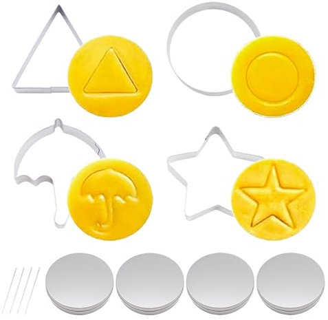 12PCS Korean Sugar Candy Making Tools, Stainless Steel Cookie Cutters with Box Needle, Squid Candy Game Chocolate Molds Christmas Cookie Cutters