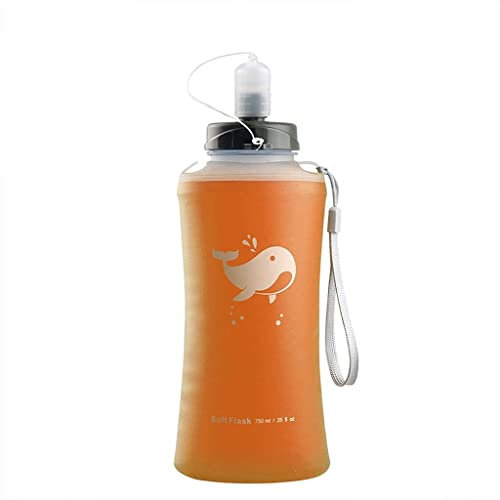 IWENZHKPA Bottiglia Acqua Borraccia in Silicone Pieghevole, Borraccia Portatile per Esterni con Bilancia per Sport Fitness/Arrampicata, 750ml/25oz Borraccia Palestra(D-Orange)