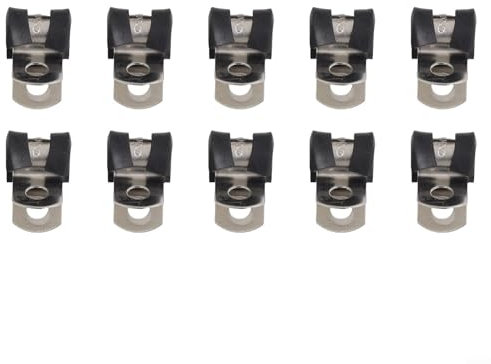 Lot de 10 colliers de serrage en fer galvanisé avec revêtement en caoutchouc pour montage de tuyaux et câbles 5 mm