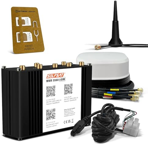 SELFSAT MWR 5560 eSIM 5G Cat 19 WLAN Router bis 3,4 Gbps inkl. SATCO 5G Antenne weiß