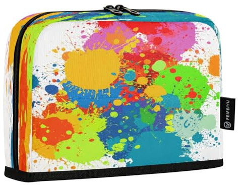 JUMBEAR Colored Lacquer Painting Pencil Case,Large Capacity Pen Case Bag Pouch Holder Stationery Desk Organizer Cosmetic Bag with Zipper for School Office Travel