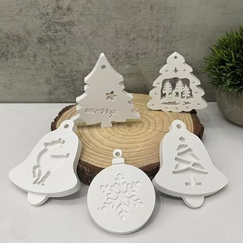 Silikonformen Gießformen Weihnachten, 4 Stück Silikonform Weihnachten Anhänger Silikonform Tannenbaum Stern Gipsformen zum Gießen Gießform Herz Anhänger Gießformen Silikon Weihnachten (C)