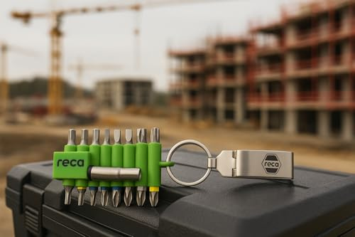 RECA Bit-Set 21-teilig mit Gürtelclip – Schrauberbits farbcodiert – Magnet-Bithalter 60 mm – Profi Schraubendreher-Bitsatz für Handwerk, Facility-Management & Werkstatt