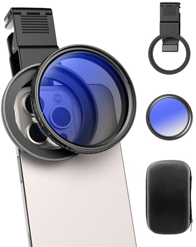 APEXEL CPL - Objetivo Universal para teléfono móvil (67 mm, con Clip para teléfono móvil, Soporte para Zapatos fríos, botón de Bloqueo, Apto para Todos los Smartphones