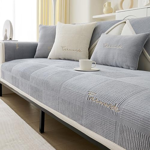 VFDC 1 2 3 4 Sitzer Sofaüberwürfe,Cord Sofa Überzug,Grau,70 * 150cm | Sofabezug,Couch Bezug Ecksofa,Überwurfdecken für Sofa L Form Couch Überwurf,Sofadecken für Sitzfläche,Sofaschoner rutschfest