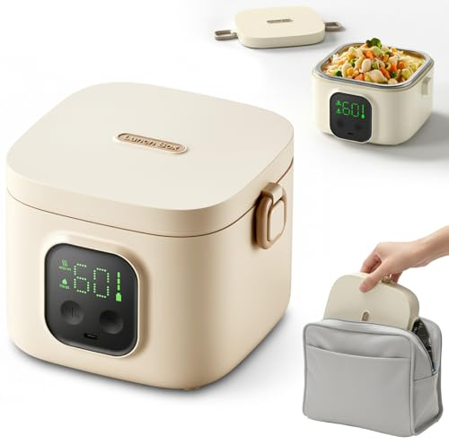 VexNook Cordless Lunch Box with Battery - 800 ml Heated Lunch Box, 7 Levels Heating Function(20-80min), 14000 mAh, Warming Box for Adults, Children, Portable for Home, School, Travel, and Office