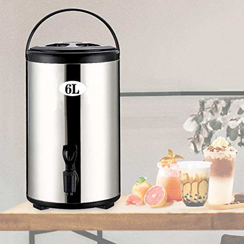 Sopa Urna,Termo para Agua Caliente, Dispensador de Agua con Grifo Acero Inoxidable 304 - Aislante para Café, Té, Sopa - 6L a 20L para Uso Profesional y Hogar