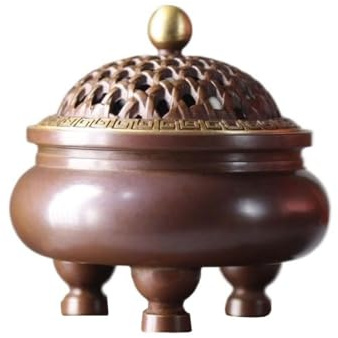 Fontana di Incenso, Fumo Cascata Vassoio For Aromaterapia In Legno Di Agar Con Piede A Ferro Cavallo For Uso Domestico, Bruciatore Incenso In Ottone E Bambù Antico