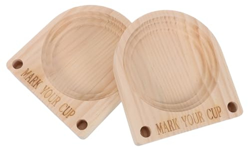 Cabilock Portavasos de Madera Rústica para Fiesta 2 Piezas con Ranuras para Marcador, Soporte Organizador de Vasos Desechables Tamaño 12,7 X 11,5 X 2 Cm, Dispensador Práctico para