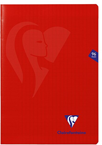 Clairefontaine 333161C - Schulheft / Heft Mimesys, DIN A4 21x29,7 cm, 48 Blatt 90g, französische Lineatur, Einband aus PP, geheftet, Rot, 1 Stück