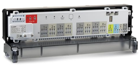 Salus KL08RF 230V Drahtloser Regelklemmleiste für 8 Raumthermostate und 24 Stellantriebe, 8 Zonen Steuerbox mit Pumpen- oder Kesselsteuermodul für Fußbodenheizung, ZigBee