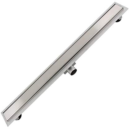 vanvilla Duschrinne 120cm DR1200P Randablauf inkl. Siphon, Dichtmanschette, Fliesenflansch, Edelstahl