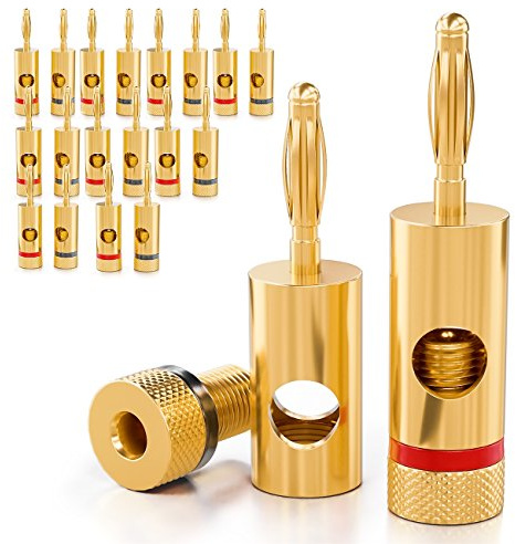 deleyCON 20x Banana Plug 24K Gold Plated and Screwable for Cable Boxes Amplifiers AV-Receiver Power Amplifiers HiFi Stereo Systems