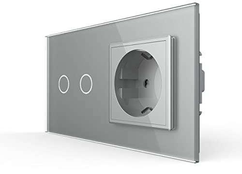 Livolo Lichtschalter Serienschalter Wandschalter mit Steckdose in Grau VL-C702-15-VL-C7C1EU-15