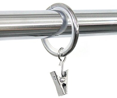 Rollmayer Gardinenringe 19mm Durchmesser, Chrom, 10 Stück | Glänzend, Mit Gleiteinlage, Mit Klammer, Für Gardinenstange