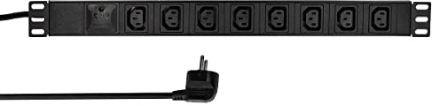 LogiLink Professional PDU8A01 hylsor av hög kvalitet 19 8-delad IEC320 med överspänningsskydd svart