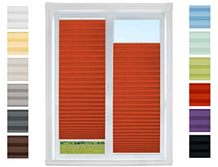 Plissee Rollo NACH MAß zum Anschrauben | TOP QUALITÄT Pearl Stoffkollektion | Halterungen zum Schrauben | Faltrollo Jalousie, Sichtschutz, Sonnenschutz Fenster (Rot, B: 81-90cm, H: 91-110cm)