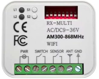 WallMall ® - Ricevente Cancello Universale Multifrequenza da 300 a 870Mhz WIFI Integrato Garage Serranda Luci a 2 Canali da 12 a 30V Tuya Google Home Alexa