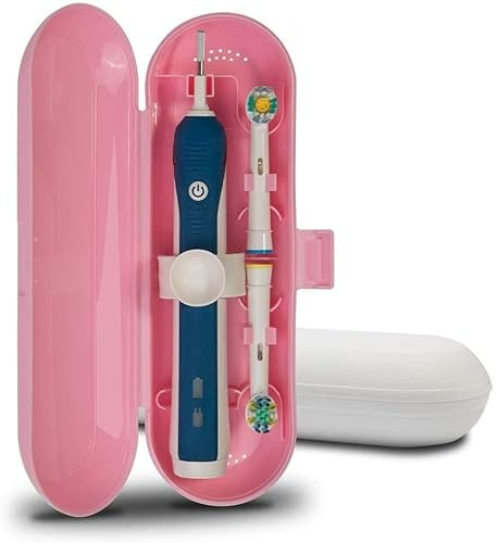 Nincha Reiseetui für elektrische Zahnbürste - Robustes Kunststoff - Aufbewahrungsetui - 2 Packungen (weiß und pink) Kompatibel mit Oral-B Zahnbürste