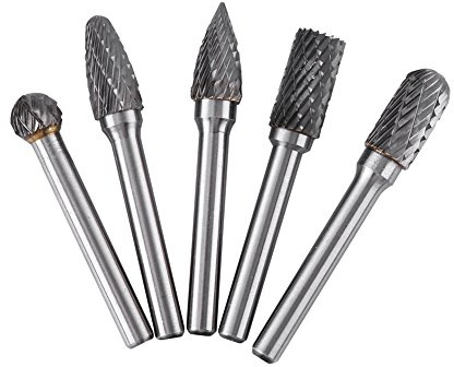 5pcs Drehbohrer Rotary Bit Wolfram Stahlschleifgrat 6mm Schaft 10mm Kopf Rotary Burrs für Formenbau | Präzises Schleifen, Schnelles Materialabtragen, 5-teiliger Satz, Wolframstahl, Formenbau, Werkzeugherstellung