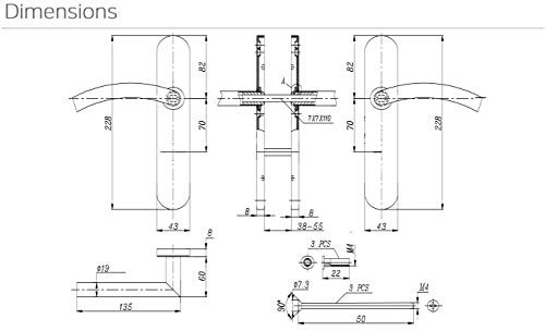Bricard 666472 Ensemble poignées INOX sur Plaque Tempo Classic Chambre, Porte intérieure à clé
