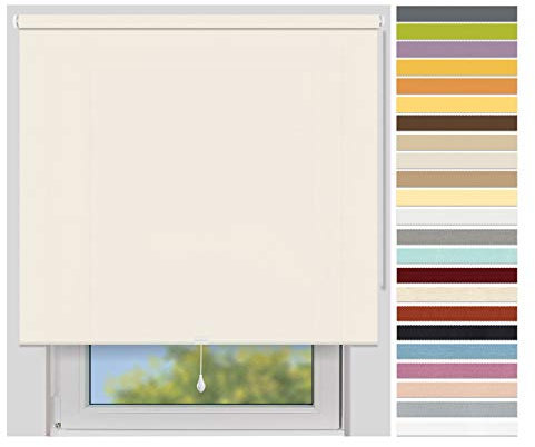 EFIXS Sichtschutzrollo Mittelzug Medium - Rollos nach Maß - 25 mm - Stoffbreite bis 180 cm, Höhe bis 240 cm - Hier: bis 80 cm x 190 cm (BxH) - leinen (5080) - lichtdurchlässig, Springrollo