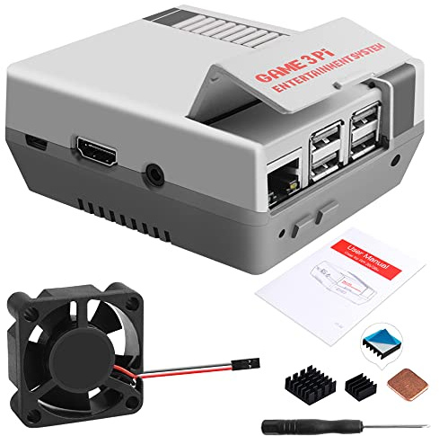 GeeekPi Retro Gaming Nes3Pi Gehäuse für Raspberry Pi 3 Modell B/B +, ABS Gehäuse mit Lüfter & Kühlkörper für Raspberry Pi 2B / 3B / 3B +