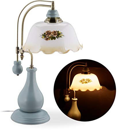 Relaxdays Tischlampe Tischleuchte, weiß/grau