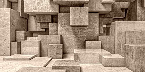 Magnettafel Pinnwand XXL Panorama 3D Quader Beton grau Farbe sepia, Größe 120 x 60 cm