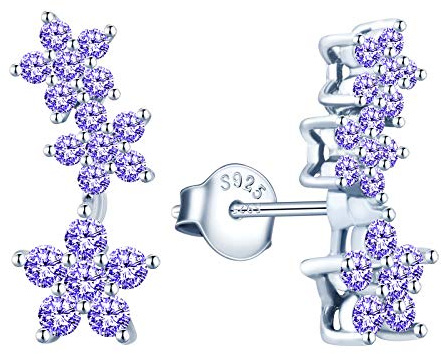 MicVivien dam örhängen örhängen blomma silver 925 med zirkon Crawler örhänge element