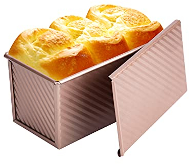 Bulaned Molde Para pan con Tapa, Molde Para Hornear Antiadherente para pan, Molde para Tostar pan de Acero al Carbono Duradero con Tapa, Molde para Hornear pan