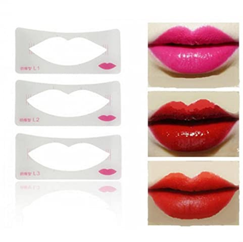 TOSSPER 3pcs Labios Plantilla Plantilla De Pintura De Labios Plantilla De Labio De Labios Maquillaje De Labios Tarjeta De Molde para Principiantes Herramientas De Ayuda Cosmética