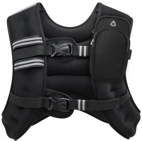 ZELUS Weighted Vest for Running & Home Workouts, Adjustable 3.6–13.6kg Weight Vest for Men & Women, No Bounce Training Vest with Phone Pocket & Reflective Strips