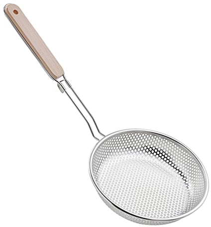 Cabilock Schaumlöffel Edelstahl Abseihlöffel mit Griff Schaumkelle Siebkelle Abtropfsieb Skimmer Löffel Küchensieb Seiher Schlitz Löffel Schöpflöffel Küchenhelfer für Zuhause Küche Kochen