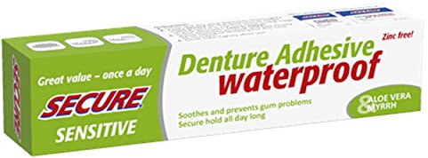 interdental Secure 40g Sensitive Denture Adhesive Waterproof Aloe Vera Cream - Pack of 1