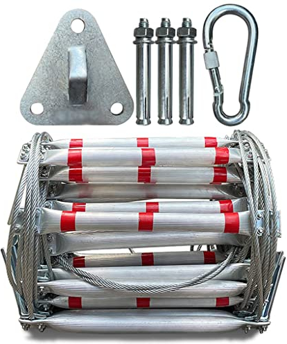 Feuerfeste Rettungsleiter Fluchtleiter Balkon Seil Robuste Notleiter Aus Aluminiumlegierung, Faltbare Trainingsseil Kletterleiter, Kompakte Sicherheits Rettungsleiter, Für Wohnung (Color : A, S : 5M