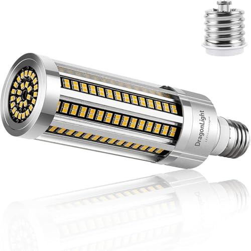 DragonLight 60W Ampoule LED en forme de maïs super lumineuse sans ventilateur (équivalent 500W) E27/E40 à grande base – Blanc chaud 3000K 7200LM pour éclairage de plafond résidentiel et commercial