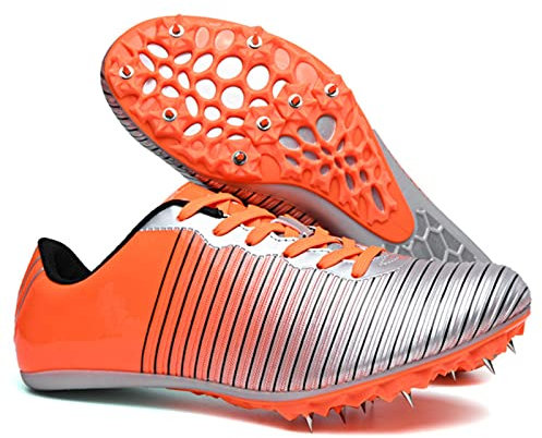 Hombres Mujeres Niños Niñas Clavos Atletismo Carreras Zapatos para correr Zapatillas de deporte de atletismo Use TPU Suela dura de soporte con 8 clavos desmontables ( Color : Orange , Size : 36 EU )