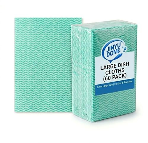 JINYUDOME Green Handi Wipes Einweg-Geschirrtücher, strapazierfähige Küchentücher, wiederverwendbare Reinigungstücher, 60 Stück