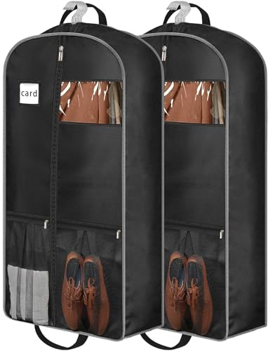Borse resistenti per indumenti da viaggio da 109,2 cm, con soffietto da 16,5 cm, per armadio, 2 manici, da appendere, con tasca, copertura per abiti da uomo, per camicie, cappotti