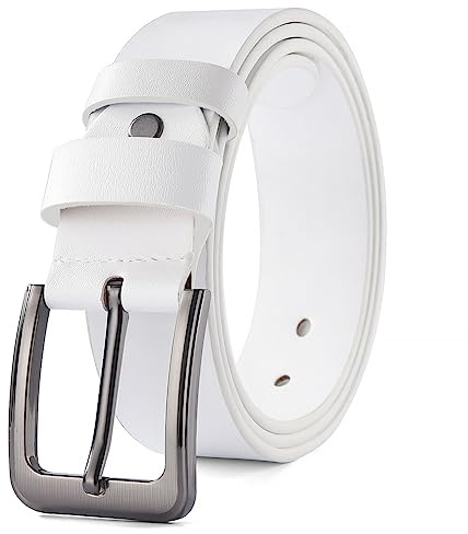 HYCOPROT Cintura Uomo Pelle Classico Cinture 38mm Larghezza con Fibbia in Metallo,Regolabile e Accorciabile,Nero e Marrone