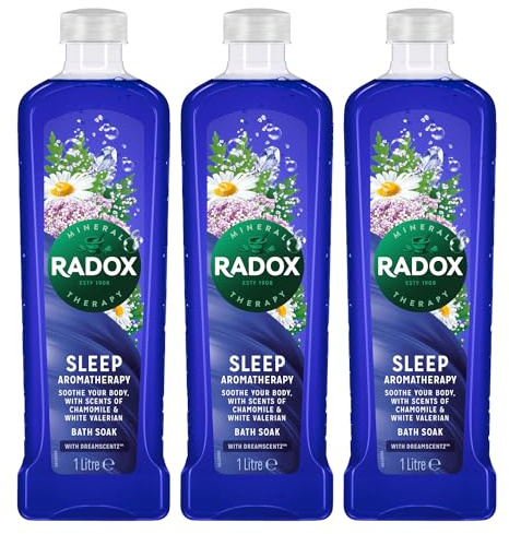 Radox Mineral Therapy Bath Soak with Nature Inspired Unique Blend of Herbs for Men and Women pH Skin Neutrally Blended for All Skin Types Body Cleanser, 1 Litre (3 Pack, Sleep Aromatherapy)