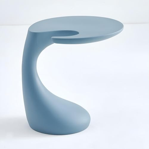 Eiauiuo Beistelltisch Sofatisch Klein Couchtisch Tabletttisch PE-Kunststoffmaterial Weiß C-Form Beistelltisch mit Wasserzufluss（Es muss Wasser oder Sand hinzugefügt werden）Nachttisch ( Color : Grau Bl