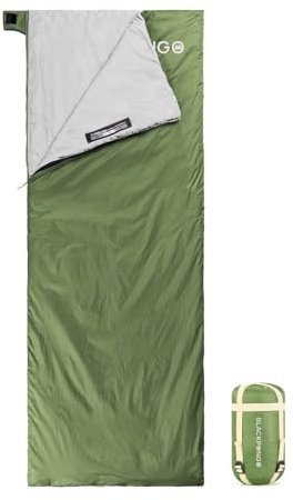 Blackpongo Ultralight Sleeping Bag - Envelope Lightweight Portable, Waterproof, Comfort with Compression Sack - Great for 3 Season Traveling, Camping, Hiking (Army Green)
