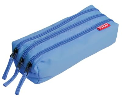 Enri, Estuche Escolar 3 Compartimentos Unisex, 21 x 9 x 8 cm, Color: Azul